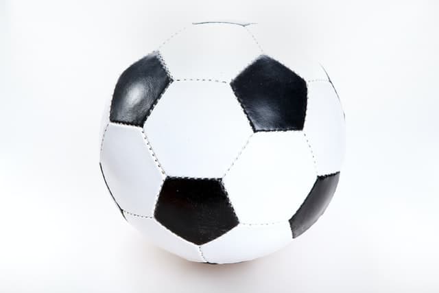 Black and white football on a white background
